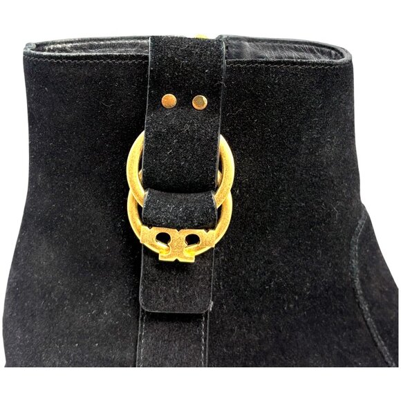 Tory Burch Marsden Black Suede Heeled Ankle Boots - Picture 5 of 12